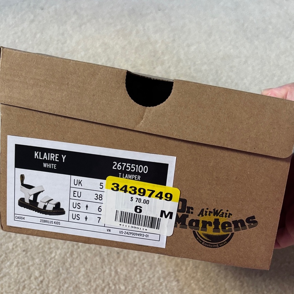 Dr. Martens White and Black Strappy Kids Sandals - Picture 9 of 9